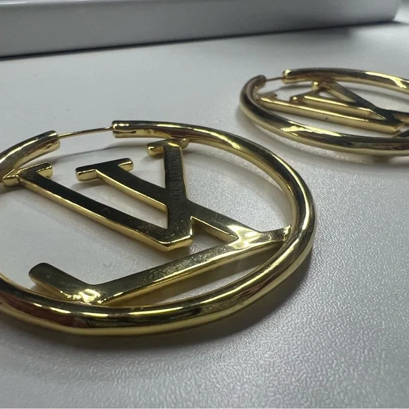 LV Gold Hoop Earrings - Picture 7 of 7